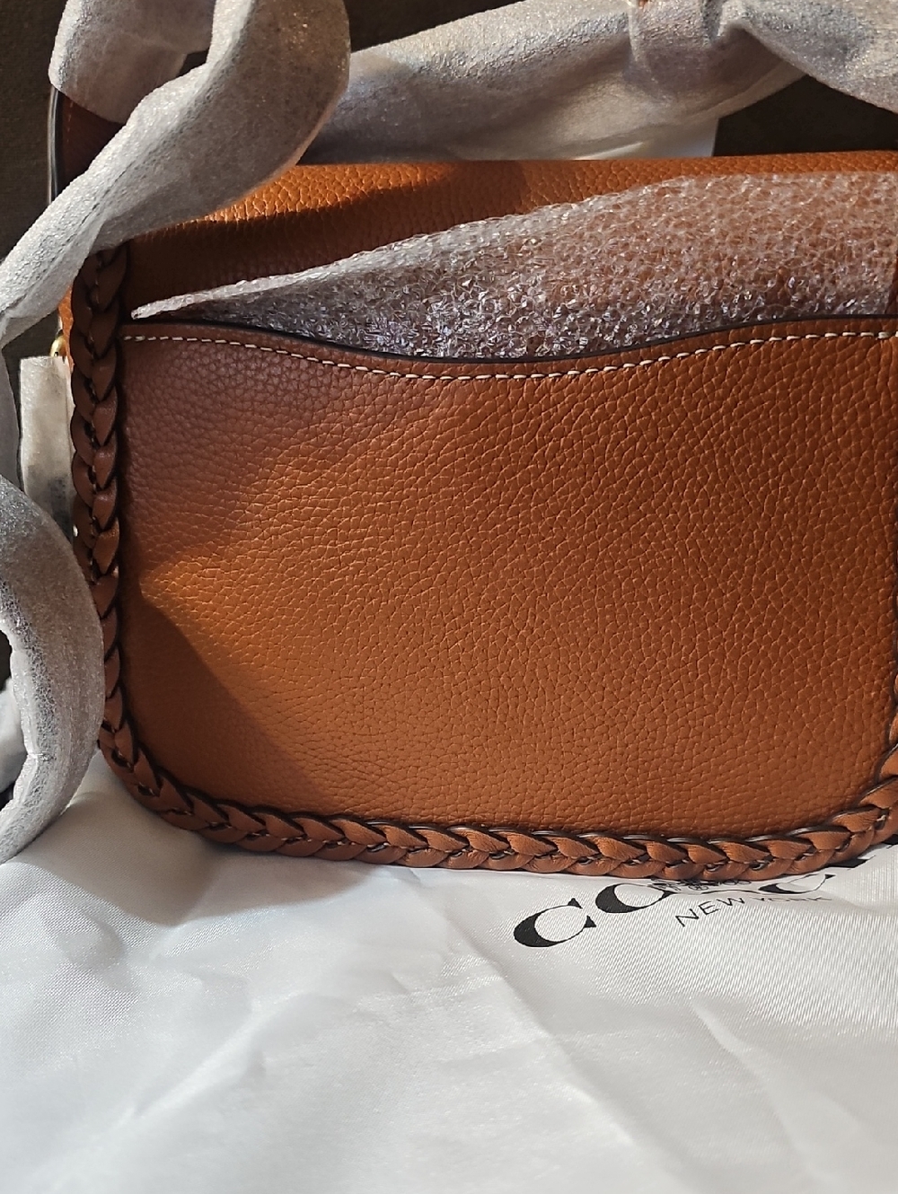 Coach Tabby Messenger 19 Burnished Amber Braided Leather Crossbody - Picture 4 of 8